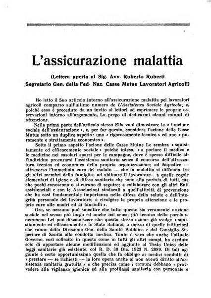 L'assistenza sociale agricola rivista mensile di infortunistica e assistenza sociale