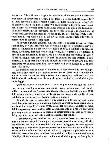 L'assistenza sociale agricola rivista mensile di infortunistica e assistenza sociale