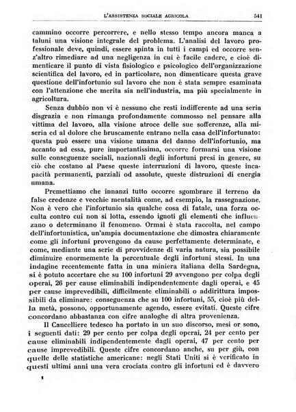 L'assistenza sociale agricola rivista mensile di infortunistica e assistenza sociale