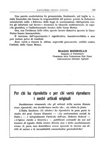 L'assistenza sociale agricola rivista mensile di infortunistica e assistenza sociale