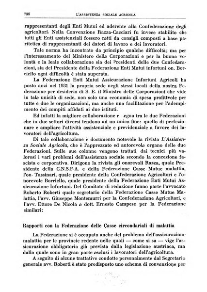 L'assistenza sociale agricola rivista mensile di infortunistica e assistenza sociale