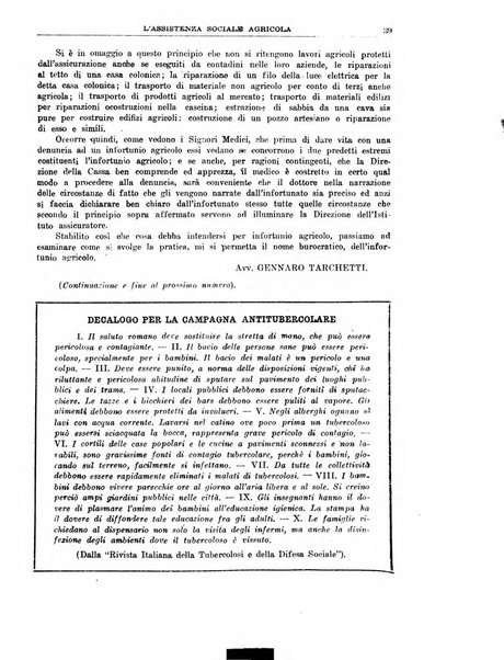 L'assistenza sociale agricola rivista mensile di infortunistica e assistenza sociale