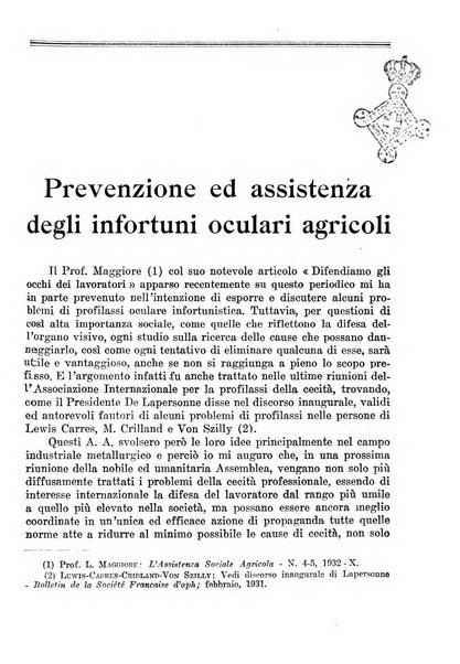 L'assistenza sociale agricola rivista mensile di infortunistica e assistenza sociale