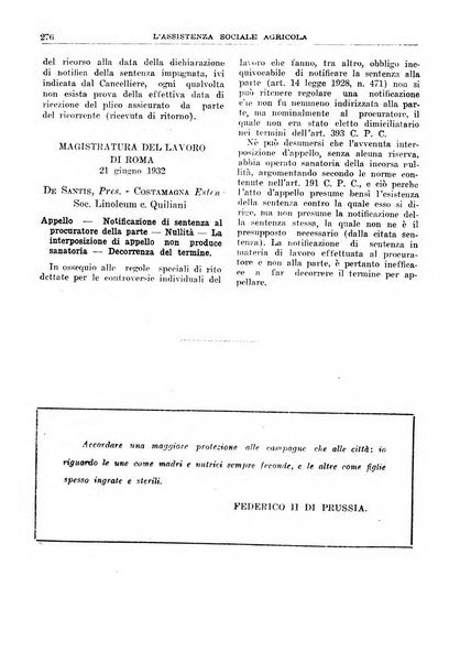 L'assistenza sociale agricola rivista mensile di infortunistica e assistenza sociale