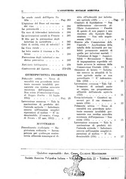 L'assistenza sociale agricola rivista mensile di infortunistica e assistenza sociale