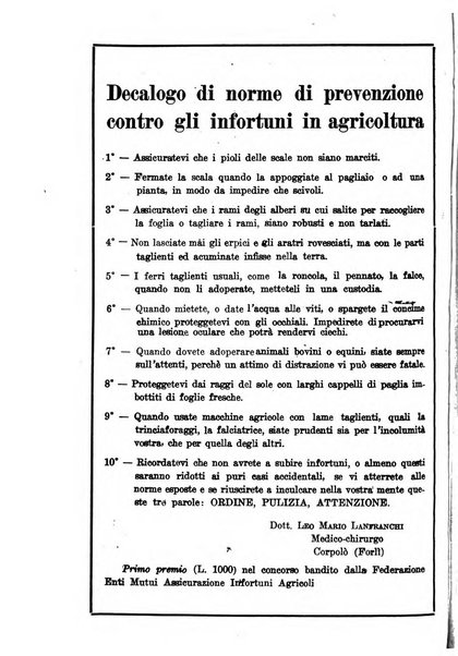 L'assistenza sociale agricola rivista mensile di infortunistica e assistenza sociale