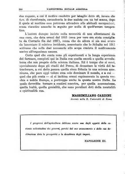 L'assistenza sociale agricola rivista mensile di infortunistica e assistenza sociale