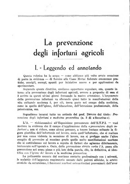 L'assistenza sociale agricola rivista mensile di infortunistica e assistenza sociale