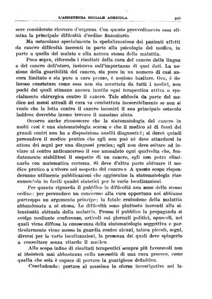 L'assistenza sociale agricola rivista mensile di infortunistica e assistenza sociale