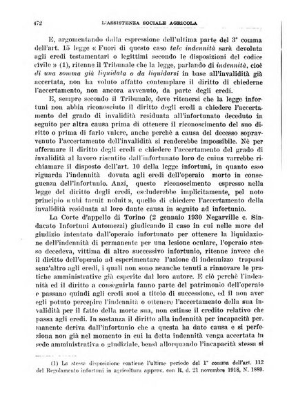 L'assistenza sociale agricola rivista mensile di infortunistica e assistenza sociale