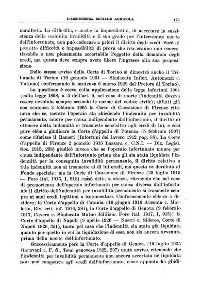 L'assistenza sociale agricola rivista mensile di infortunistica e assistenza sociale