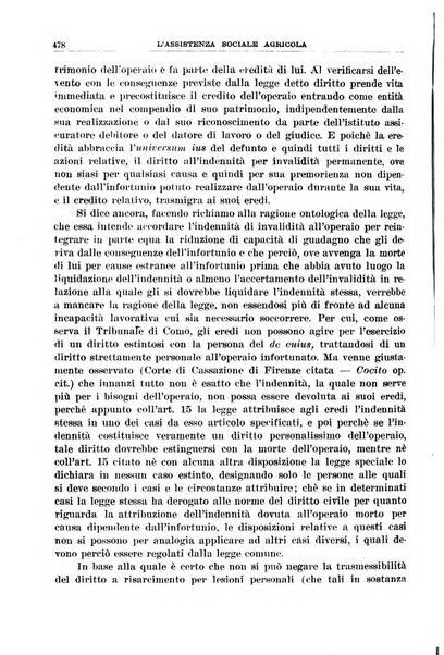 L'assistenza sociale agricola rivista mensile di infortunistica e assistenza sociale