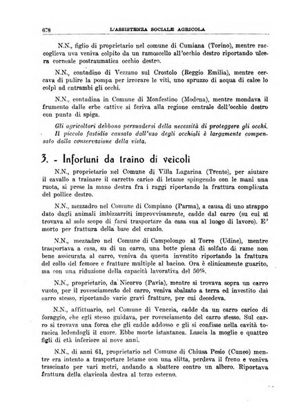 L'assistenza sociale agricola rivista mensile di infortunistica e assistenza sociale