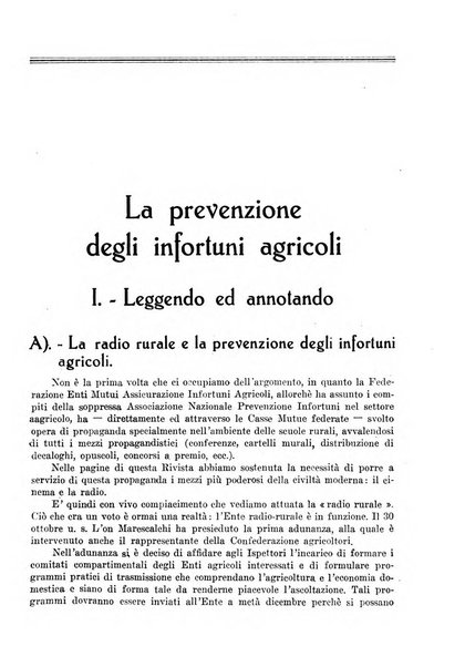 L'assistenza sociale agricola rivista mensile di infortunistica e assistenza sociale