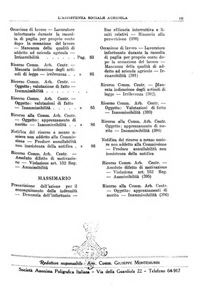 L'assistenza sociale agricola rivista mensile di infortunistica e assistenza sociale