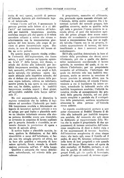 L'assistenza sociale agricola rivista mensile di infortunistica e assistenza sociale