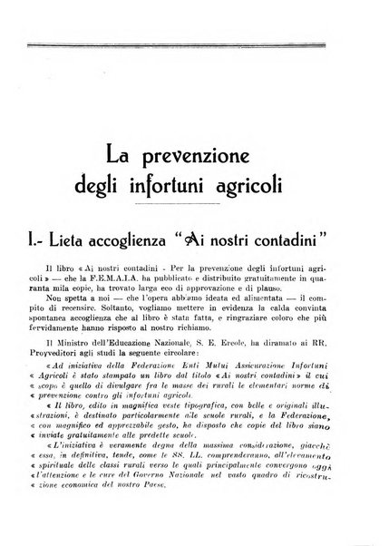 L'assistenza sociale agricola rivista mensile di infortunistica e assistenza sociale