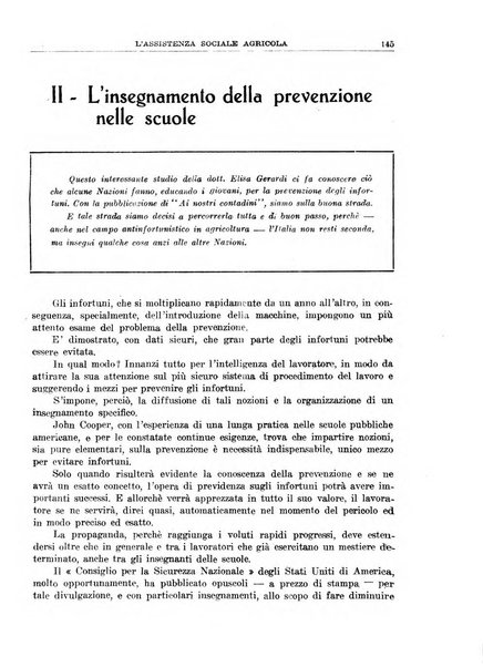 L'assistenza sociale agricola rivista mensile di infortunistica e assistenza sociale