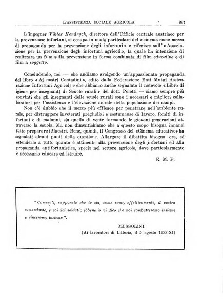 L'assistenza sociale agricola rivista mensile di infortunistica e assistenza sociale