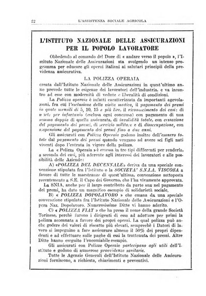 L'assistenza sociale agricola rivista mensile di infortunistica e assistenza sociale