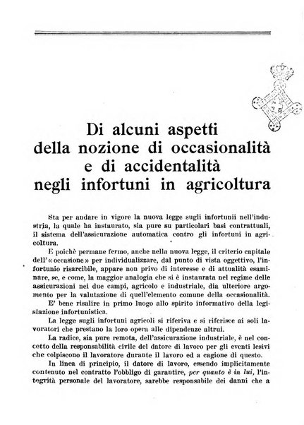 L'assistenza sociale agricola rivista mensile di infortunistica e assistenza sociale