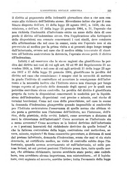 L'assistenza sociale agricola rivista mensile di infortunistica e assistenza sociale