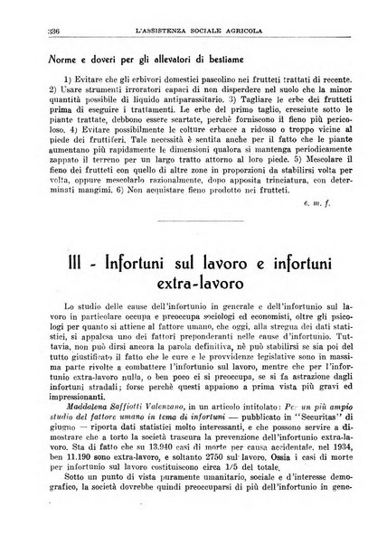 L'assistenza sociale agricola rivista mensile di infortunistica e assistenza sociale