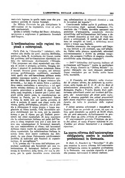 L'assistenza sociale agricola rivista mensile di infortunistica e assistenza sociale