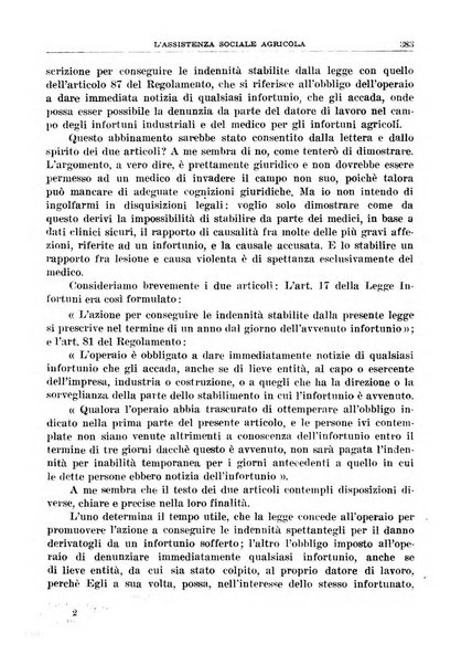 L'assistenza sociale agricola rivista mensile di infortunistica e assistenza sociale