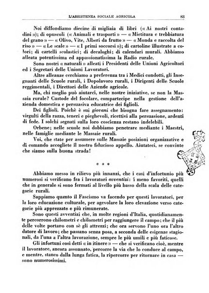 L'assistenza sociale agricola rivista mensile di infortunistica e assistenza sociale