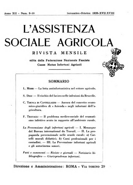 L'assistenza sociale agricola rivista mensile di infortunistica e assistenza sociale