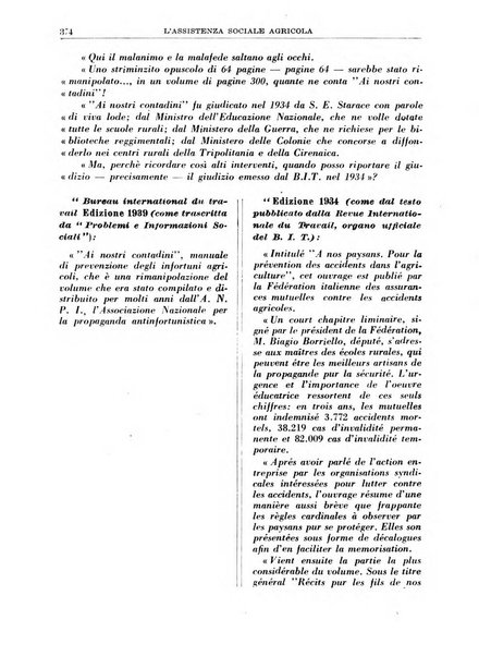 L'assistenza sociale agricola rivista mensile di infortunistica e assistenza sociale