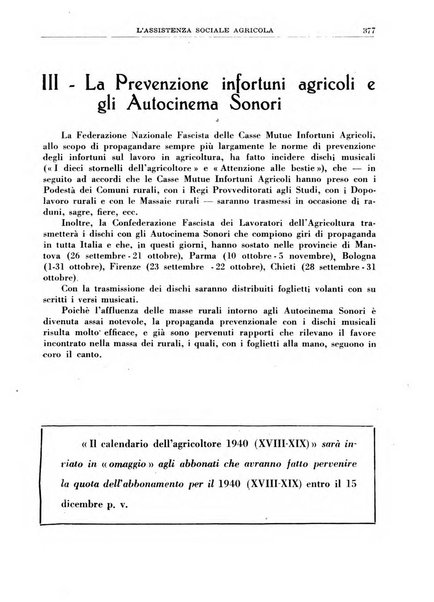 L'assistenza sociale agricola rivista mensile di infortunistica e assistenza sociale