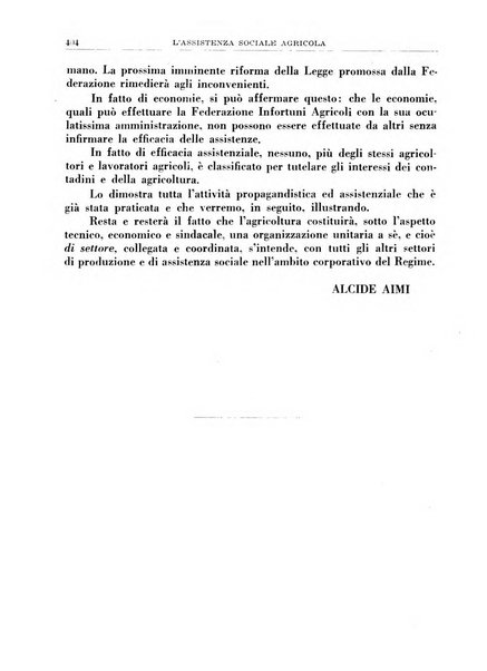 L'assistenza sociale agricola rivista mensile di infortunistica e assistenza sociale