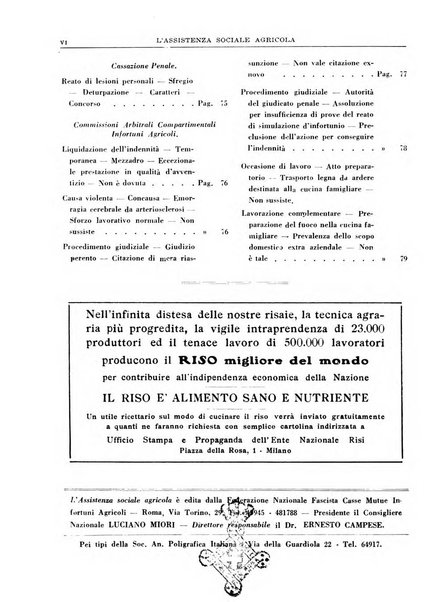 L'assistenza sociale agricola rivista mensile di infortunistica e assistenza sociale