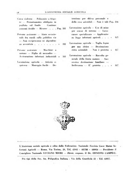 L'assistenza sociale agricola rivista mensile di infortunistica e assistenza sociale