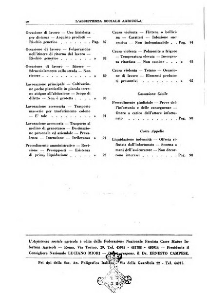 L'assistenza sociale agricola rivista mensile di infortunistica e assistenza sociale