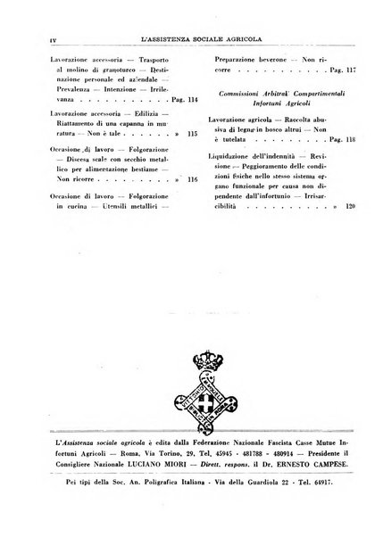 L'assistenza sociale agricola rivista mensile di infortunistica e assistenza sociale