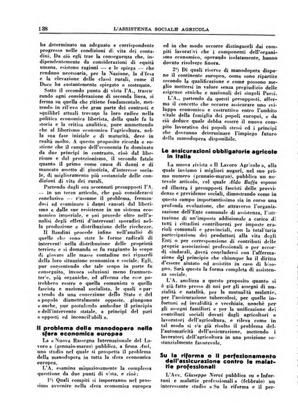 L'assistenza sociale agricola rivista mensile di infortunistica e assistenza sociale