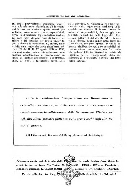 L'assistenza sociale agricola rivista mensile di infortunistica e assistenza sociale