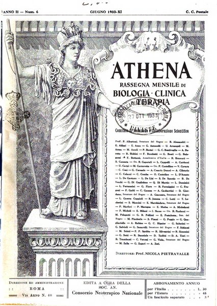 Athena rassegna mensile di biologia, clinica e terapia