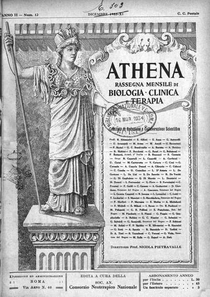 Athena rassegna mensile di biologia, clinica e terapia