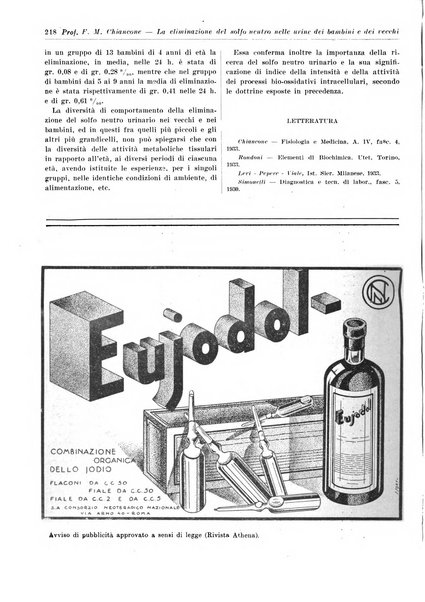 Athena rassegna mensile di biologia, clinica e terapia