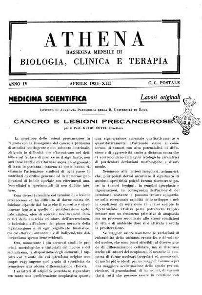 Athena rassegna mensile di biologia, clinica e terapia