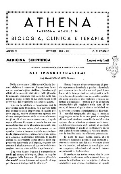 Athena rassegna mensile di biologia, clinica e terapia