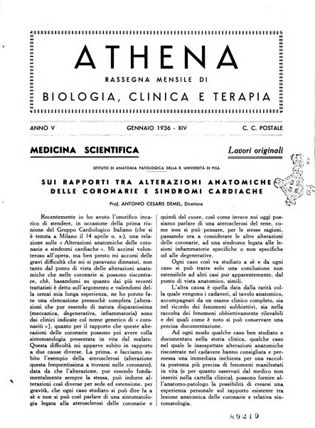 Athena rassegna mensile di biologia, clinica e terapia