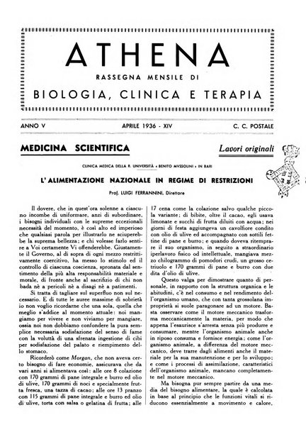 Athena rassegna mensile di biologia, clinica e terapia