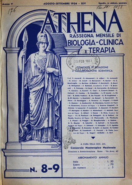 Athena rassegna mensile di biologia, clinica e terapia