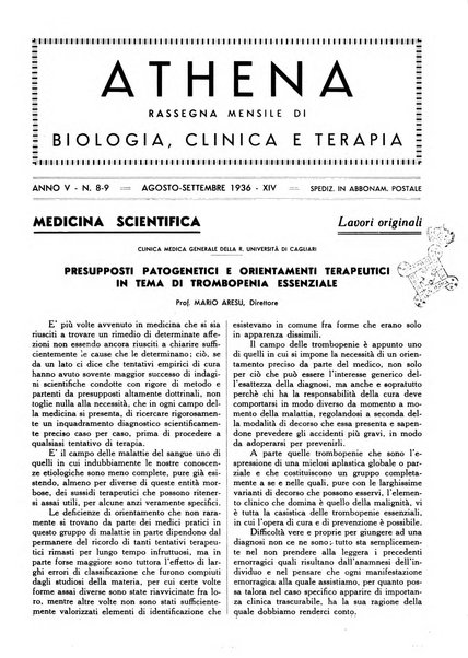 Athena rassegna mensile di biologia, clinica e terapia