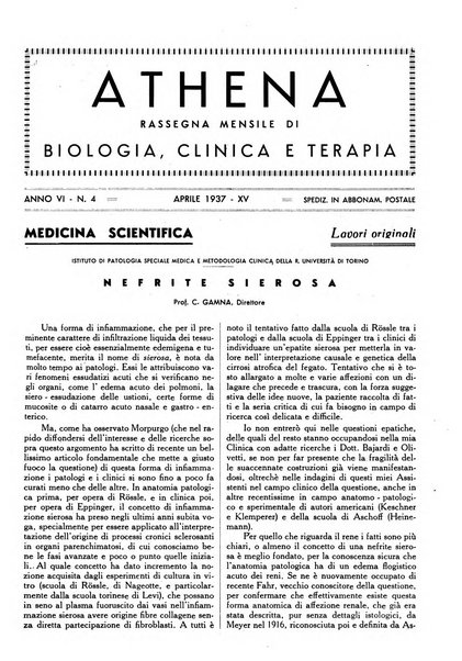 Athena rassegna mensile di biologia, clinica e terapia